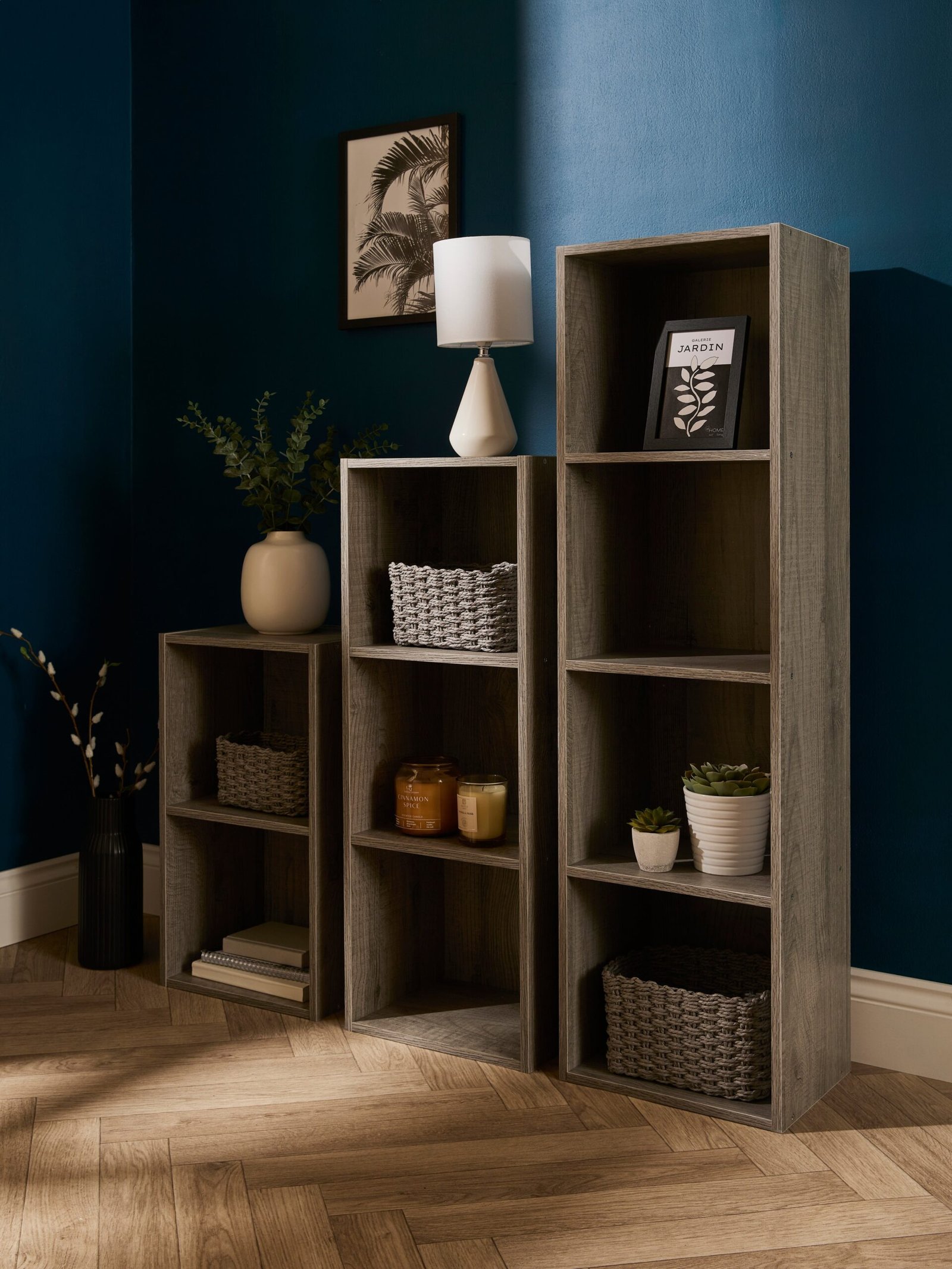 At Home Grey Oak 3 Tier Book Shelf