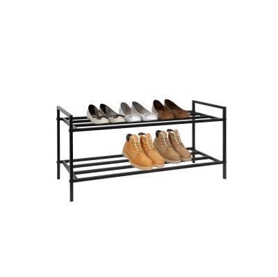 2 Tier Black Metal Shoe Rack